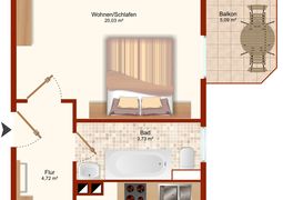 Ruhig gelegene 1-Raum-Wohnung mit Balkon zu vermieten!